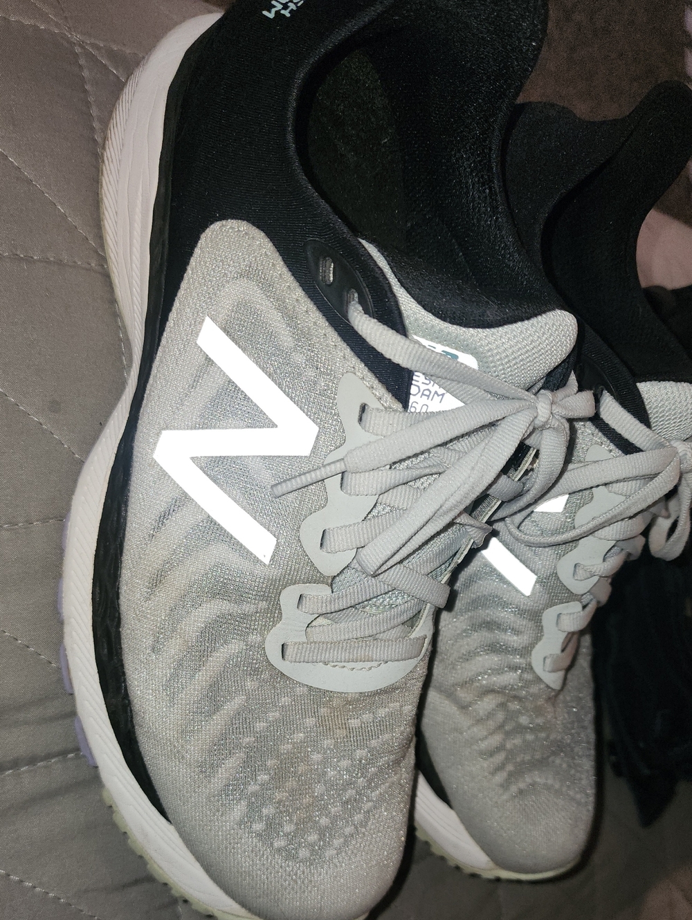 New Balance Light Gray and Black Athletic Sneakers